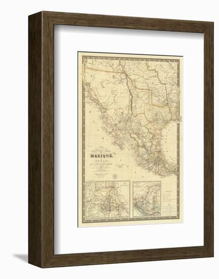 Nouvelle Carte du Mexique, Du Texas, c.1840-Adrien Hubert Brue-Framed Art Print