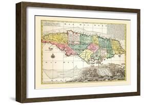 Nova Designatio Insulae Jamaicae-Georg Matthaus Seutter-Framed Art Print