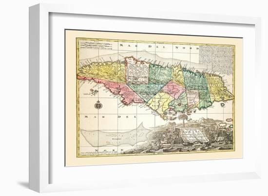 Nova Designatio Insulae Jamaicae-Georg Matthaus Seutter-Framed Art Print