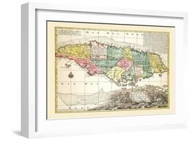 Nova Designatio Insulae Jamaicae-Georg Matthaus Seutter-Framed Art Print