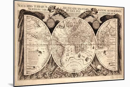 Nova orbis terrarum, from 'Tabulae Rudolphinae' by Johannes Kepler, 1627-30-German School-Mounted Giclee Print