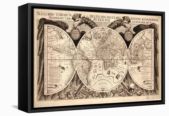 Nova orbis terrarum, from 'Tabulae Rudolphinae' by Johannes Kepler, 1627-30-German School-Framed Stretched Canvas