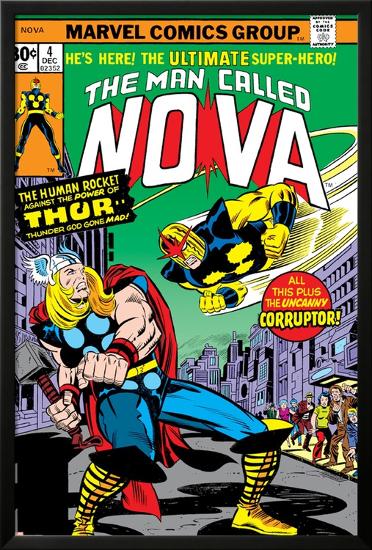 Nova: Origin Of Richard Rider - The Man Called Nova No.4 Cover: Nova and Thor-Sal Buscema-Lamina Framed Poster