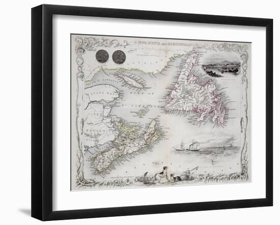 Nova Scotia and Newfoundland, Series of World Maps, c.1850-John Rapkin-Framed Giclee Print