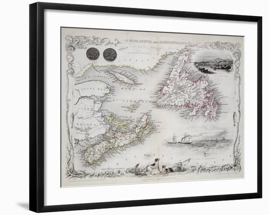 Nova Scotia and Newfoundland, Series of World Maps, c.1850-John Rapkin-Framed Giclee Print