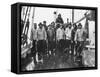 Nova Scotia Fishermen Gathering for a Picture While at Sea Off Grand Banks-Peter Stackpole-Framed Stretched Canvas