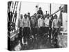 Nova Scotia Fishermen Gathering for a Picture While at Sea Off Grand Banks-Peter Stackpole-Stretched Canvas