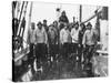 Nova Scotia Fishermen Gathering for a Picture While at Sea Off Grand Banks-Peter Stackpole-Stretched Canvas