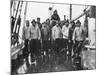 Nova Scotia Fishermen Gathering for a Picture While at Sea Off Grand Banks-Peter Stackpole-Mounted Photographic Print