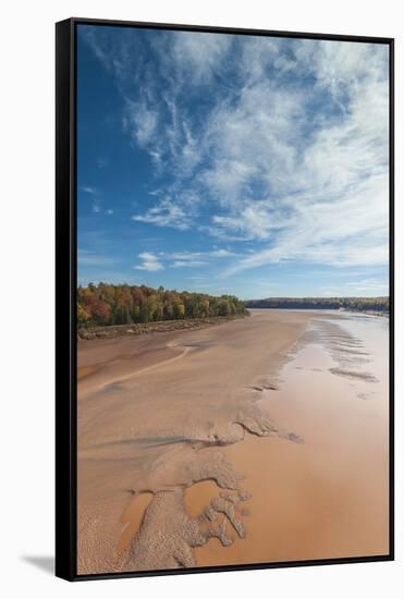 Nova Scotia, Green Oaks. Fundy Tidal Interpretive Area, elevated view of huge Bay of Fundy-Walter Bibikow-Framed Stretched Canvas