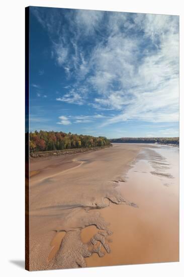 Nova Scotia, Green Oaks. Fundy Tidal Interpretive Area, elevated view of huge Bay of Fundy-Walter Bibikow-Stretched Canvas