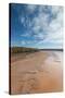 Nova Scotia, Green Oaks. Fundy Tidal Interpretive Area, elevated view of huge Bay of Fundy-Walter Bibikow-Stretched Canvas