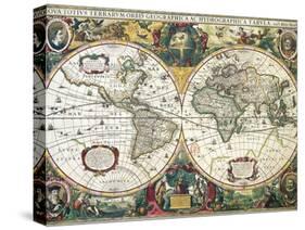 Nova Totius Terrarum Orbis Geographica Ac Hydrographica Tabula-Henricus Hondius-Stretched Canvas