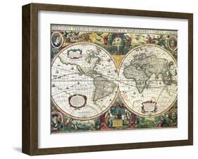 Nova Totius Terrarum Orbis Geographica Ac Hydrographica Tabula-Henricus Hondius-Framed Giclee Print