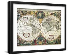 Nova Totius Terrarum Orbis Geographica Ac Hydrographica Tabula-Henricus Hondius-Framed Giclee Print