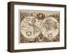 Nova Totius Terrarum Orbis Tabula (sepia)-Hendrik Hondius-Framed Art Print