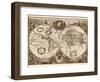 Nova Totius Terrarum Orbis Tabula (sepia)-Hendrik Hondius-Framed Art Print