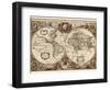 Nova Totius Terrarum Orbis Tabula (sepia)-Hendrik Hondius-Framed Art Print