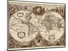 Nova Totius Terrarum Orbis Tabula (sepia)-Hendrik Hondius-Mounted Art Print