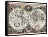 Nova Totius Terrarum Orbis Tabula-Hendrik Hondius-Framed Stretched Canvas