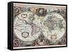 Nova Totius Terrarum Orbis Tabula-Hendrik Hondius-Framed Stretched Canvas