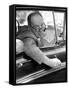 Novelist Vladimir Nabokov Looking Out of Car Window, Likes to Work in the Car-Carl Mydans-Framed Stretched Canvas