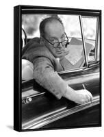 Novelist Vladimir Nabokov Looking Out of Car Window, Likes to Work in the Car-Carl Mydans-Framed Stretched Canvas