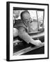 Novelist Vladimir Nabokov Looking Out of Car Window, Likes to Work in the Car-Carl Mydans-Framed Premium Photographic Print
