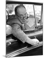Novelist Vladimir Nabokov Looking Out of Car Window, Likes to Work in the Car-Carl Mydans-Mounted Premium Photographic Print