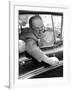 Novelist Vladimir Nabokov Looking Out of Car Window, Likes to Work in the Car-Carl Mydans-Framed Premium Photographic Print