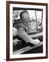 Novelist Vladimir Nabokov Looking Out of Car Window, Likes to Work in the Car-Carl Mydans-Framed Premium Photographic Print