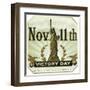 November 11th Victory Day Brand Cigar Outer Box Label-Lantern Press-Framed Art Print