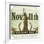 November 11th Victory Day Brand Cigar Outer Box Label-Lantern Press-Framed Art Print