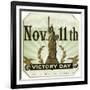 November 11th Victory Day Brand Cigar Outer Box Label-Lantern Press-Framed Art Print