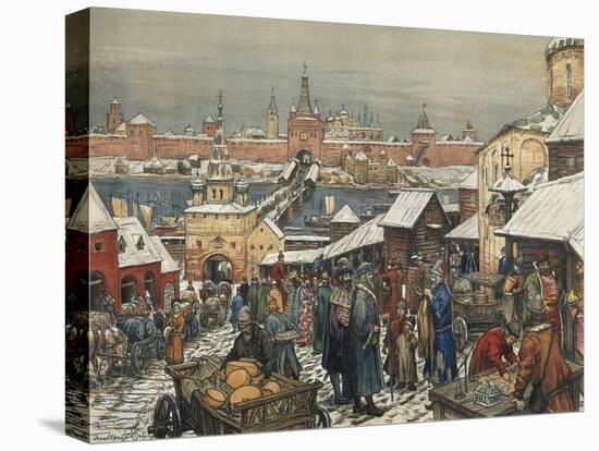 Novgorod Marketplace, End of 19th - Early 20th Century-Appolinari Mikhaylovich Vasnetsov-Stretched Canvas