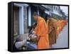 Novice Buddhist Monks Collecting Alms of Rice, Luang Prabang, Laos, Indochina, Southeast Asia, Asia-Upperhall Ltd-Framed Stretched Canvas