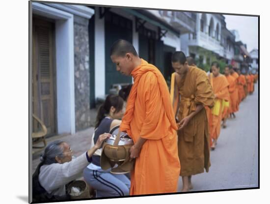 Novice Buddhist Monks Collecting Alms of Rice, Luang Prabang, Laos, Indochina, Southeast Asia, Asia-Upperhall Ltd-Mounted Photographic Print