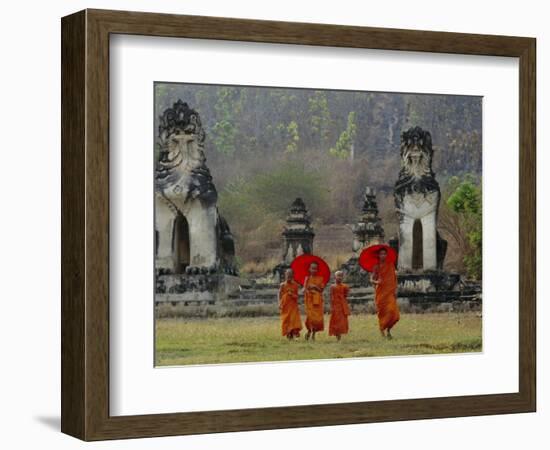 Novice Buddhist Monks, Doi Kong Mu Temple, Mae Hong Son, Northern Thailand, Asia-Alain Evrard-Framed Photographic Print