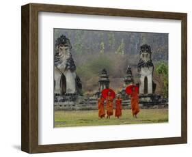 Novice Buddhist Monks, Doi Kong Mu Temple, Mae Hong Son, Northern Thailand, Asia-Alain Evrard-Framed Photographic Print