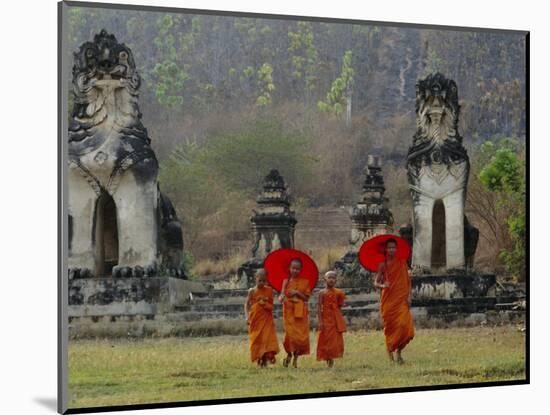 Novice Buddhist Monks, Doi Kong Mu Temple, Mae Hong Son, Northern Thailand, Asia-Alain Evrard-Mounted Photographic Print