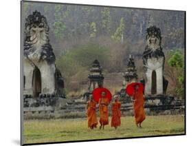 Novice Buddhist Monks, Doi Kong Mu Temple, Mae Hong Son, Northern Thailand, Asia-Alain Evrard-Mounted Photographic Print