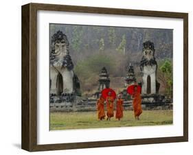 Novice Buddhist Monks, Doi Kong Mu Temple, Mae Hong Son, Northern Thailand, Asia-Alain Evrard-Framed Photographic Print