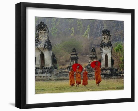 Novice Buddhist Monks, Doi Kong Mu Temple, Mae Hong Son, Northern Thailand, Asia-Alain Evrard-Framed Photographic Print