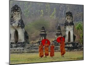 Novice Buddhist Monks, Doi Kong Mu Temple, Mae Hong Son, Northern Thailand, Asia-Alain Evrard-Mounted Photographic Print