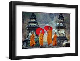 Novice Buddhist monks, Doi Kong Mu Temple, Mae Hong Son, northern Thailand, Southeast Asia-Alain Evrard-Framed Photographic Print