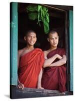 Novice Monk with Food Bowl and Utensils at Pathain Monastery, Sittwe, Burma, Myanmar-Nigel Pavitt-Stretched Canvas