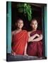 Novice Monk with Food Bowl and Utensils at Pathain Monastery, Sittwe, Burma, Myanmar-Nigel Pavitt-Stretched Canvas