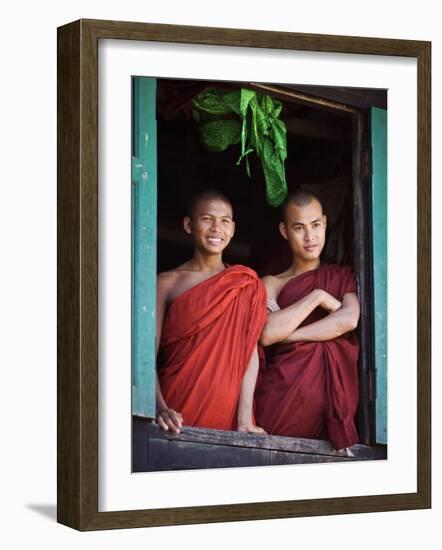 Novice Monk with Food Bowl and Utensils at Pathain Monastery, Sittwe, Burma, Myanmar-Nigel Pavitt-Framed Photographic Print