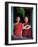 Novice Monk with Food Bowl and Utensils at Pathain Monastery, Sittwe, Burma, Myanmar-Nigel Pavitt-Framed Photographic Print