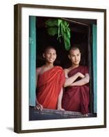 Novice Monk with Food Bowl and Utensils at Pathain Monastery, Sittwe, Burma, Myanmar-Nigel Pavitt-Framed Photographic Print